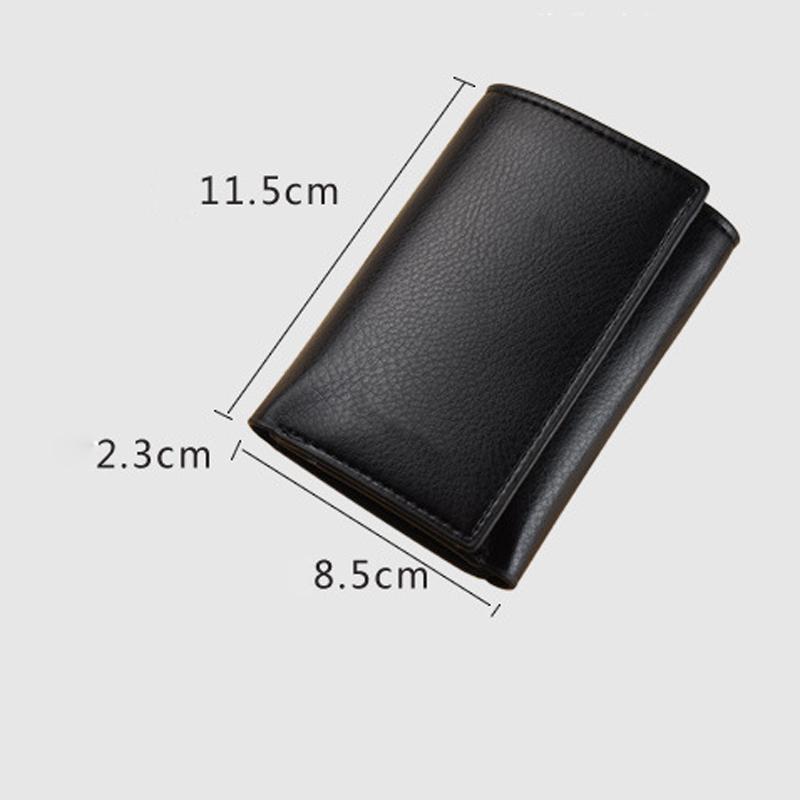 Pánská trojdílná peněženka z PU kůže - Krátký vertikální držák na karty s kapsičkou na mince, Kompaktní organizér na peníze