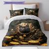 Orange Cat Pattern Bedding Quilt Set Quilt Cover Pillowcase Home Decoration Gift (1 * Duvet Cover + 2 * Pillowcase, Without Core)