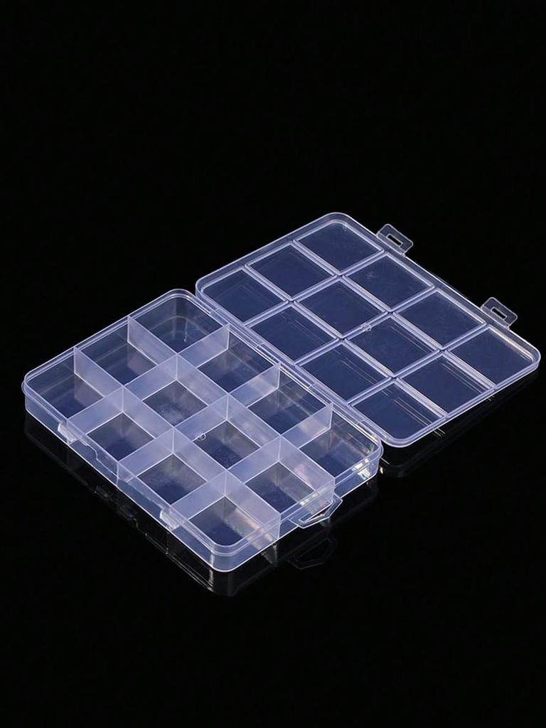 1pc Empty Clear Plastic Organizer Box 6/7/12/24Grids Plastic Box Y2K Nail Art Rhnestone Storage /Container Tool