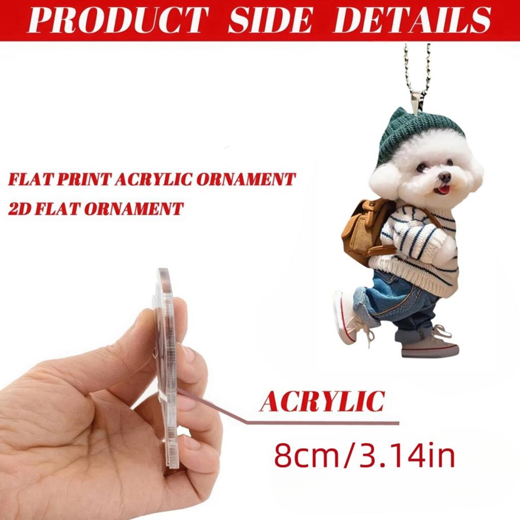 2D Puppy Pendant Decoration, Puppy Backpack Double Sided Acrylic Pendant, Car Rearview Mirror Decoration Pendant