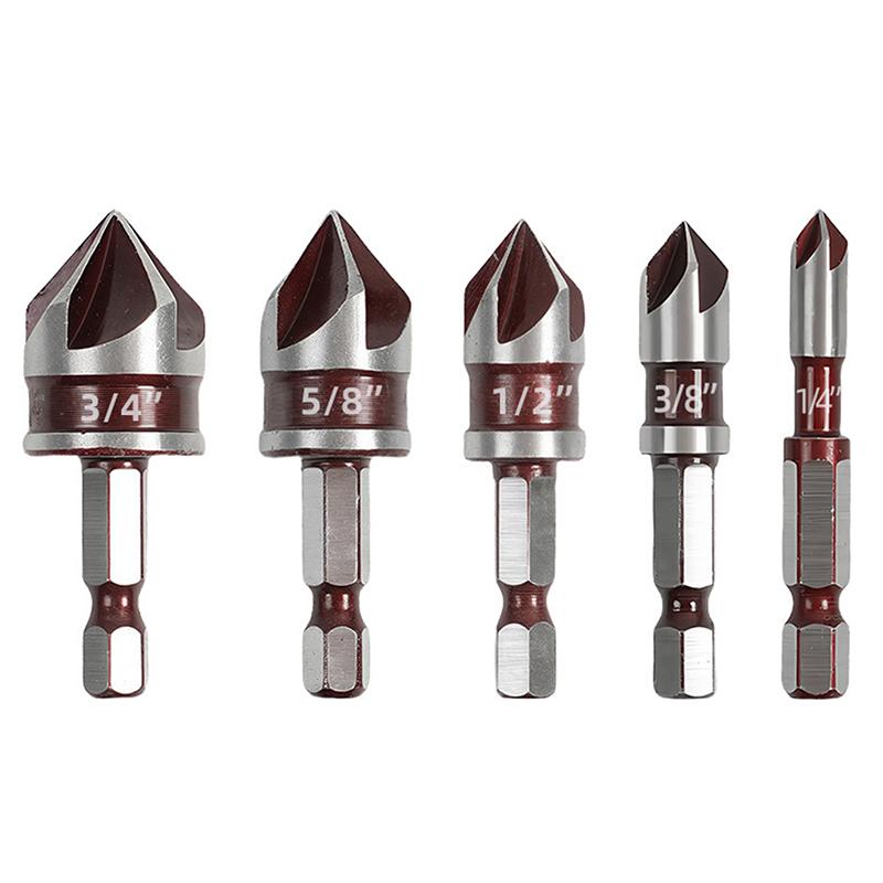 Hole Opener Chamfer Drill Bit Hex Shank Woodworking Chamfering Tool 82° Countersink Precise Multi-Size Countersink Bits
