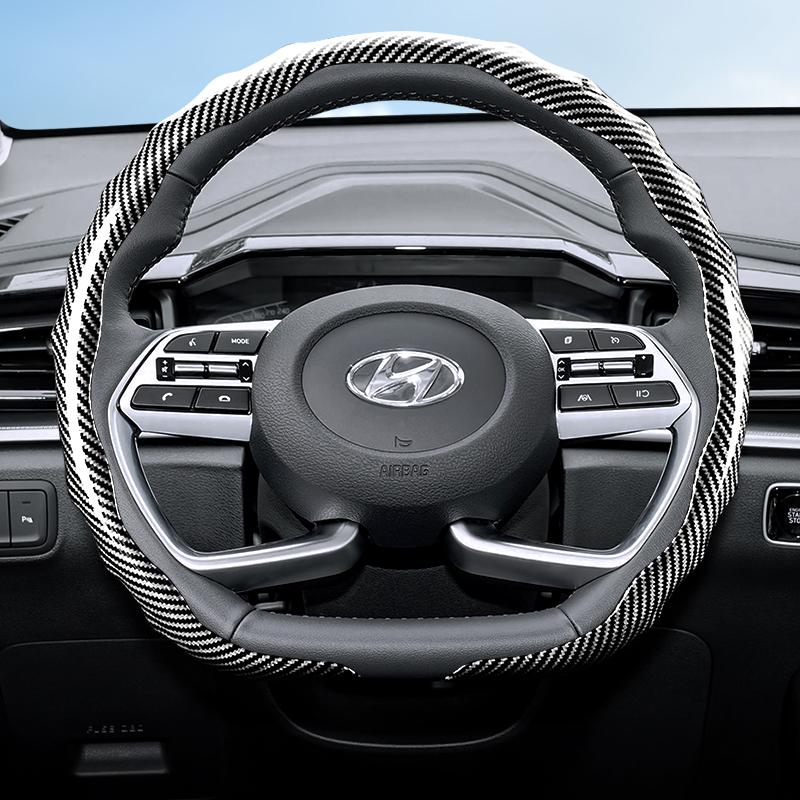 Suitable for Hyundai Carbon Fiber Texture Steering Wheel Cover Snap-On Wave-Shaped Sport Design Elantra N Sonata Ioniq 5 5N 6 9 Venue Kona Santa