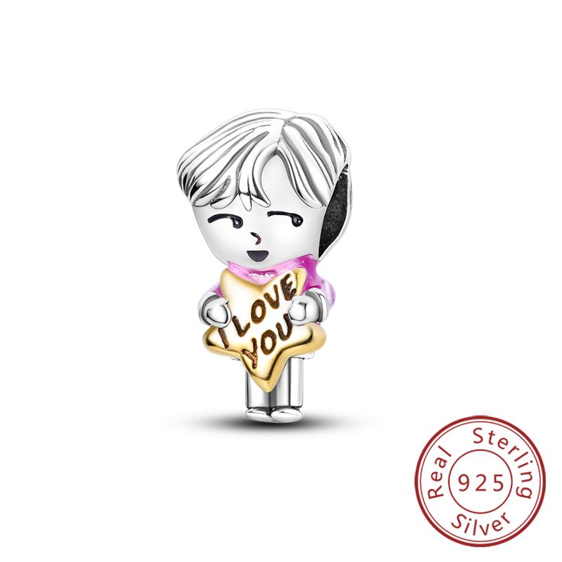 Potrivire Mărgele Charmuri Cupru Original Băiat Fată Mamă Pandantiv Charmuri Pentru Brățară Colier Bijuterii Femei Cadou