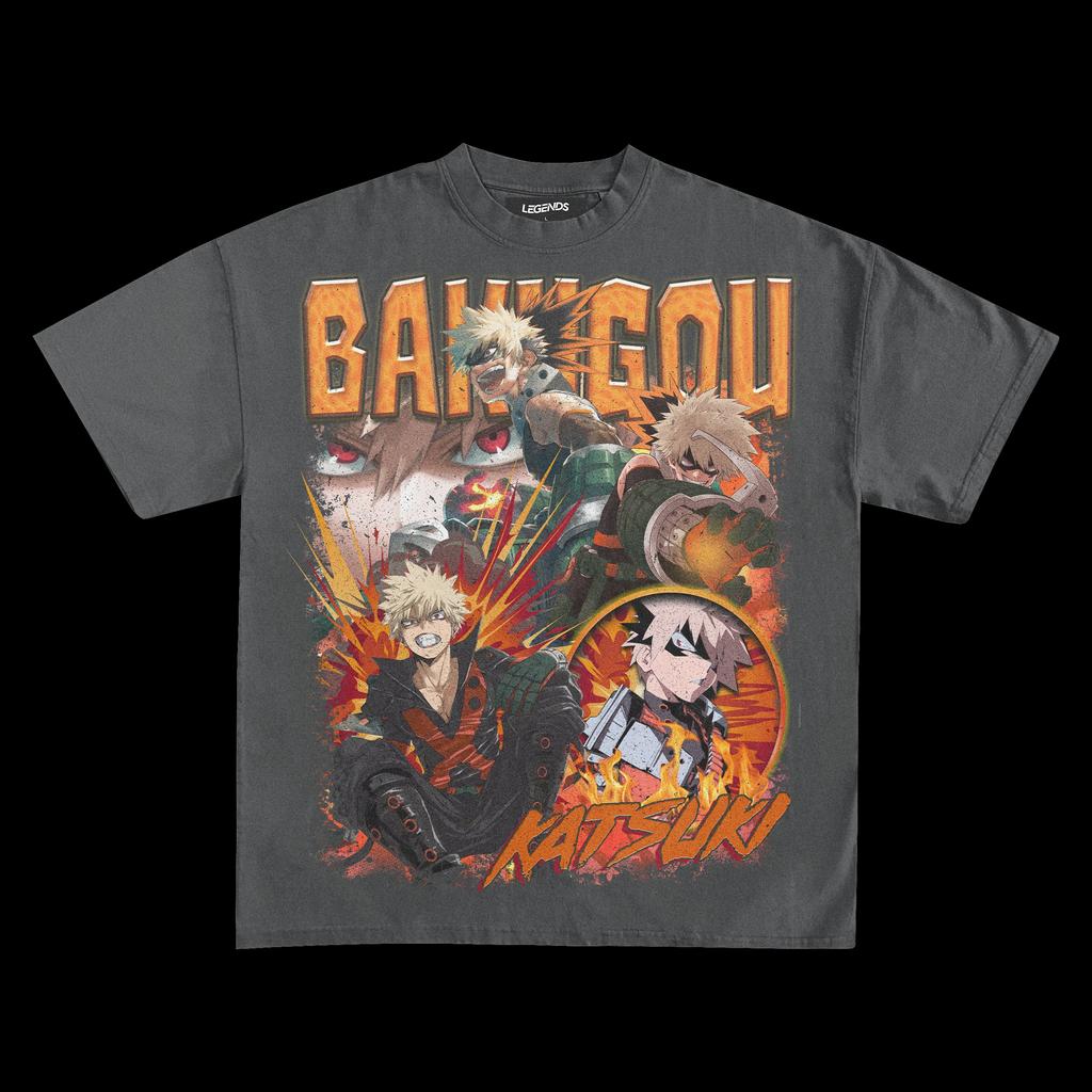 Katsuki Bakugou T-Shirt My Hero Academia T-Shirt Damen Herren Oversized Streetwear Y2k Hip Hop Harajuku Kurzarm Hohe Qualität Damen Herren Kleidung