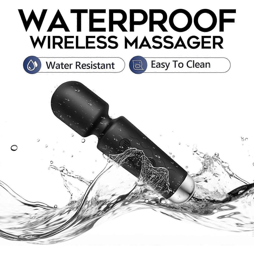 Personal Massager, Handheld Micro Wireless Massager, Small & Powerful, Waterproof Portable, Suitable for Relieving Neck, Leg and Shoulder Pain, Black