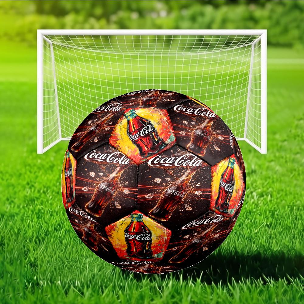 Coca-cola Artwork Design Soccer Ball Size 5 Soccer Ball, Machine-stitched, Durable, Suitable for Training and Matches Fan Gift