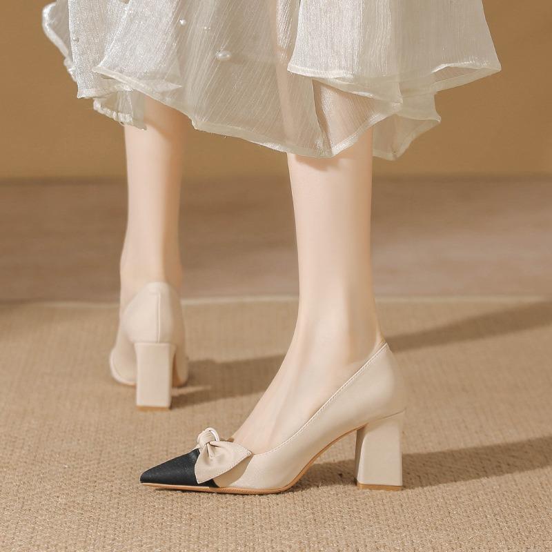 Wedding shoes new pointed head light mouth high heels temperament versatile color matching commuting single shoes women