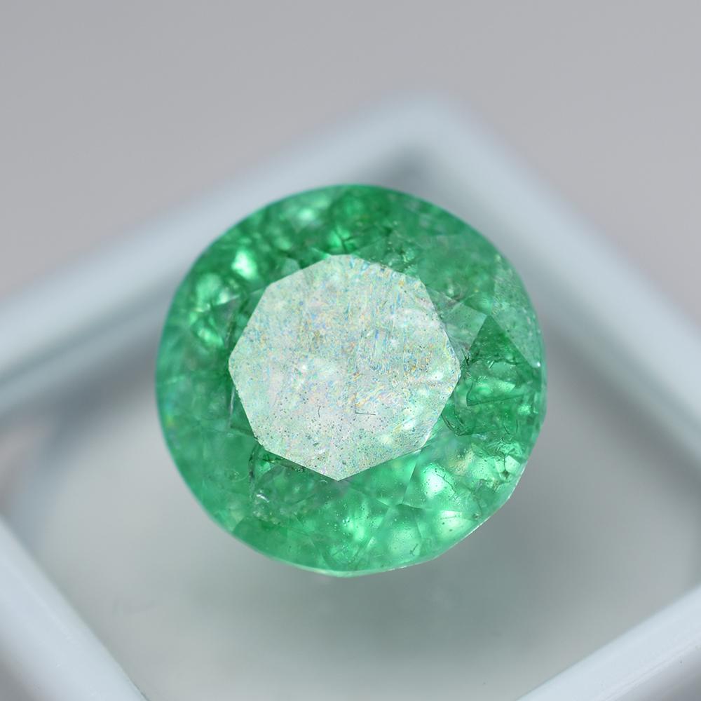 Natural Green Emerald Loose Gemstone Colombian Round Cut 14.65 Ct for Jewelry Making and Crafts