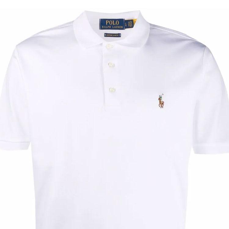 Polo Ralph Lauren SS22 Solid Plain Knit Short Sleeve Polo Shirt Men Tops White 710713130-003