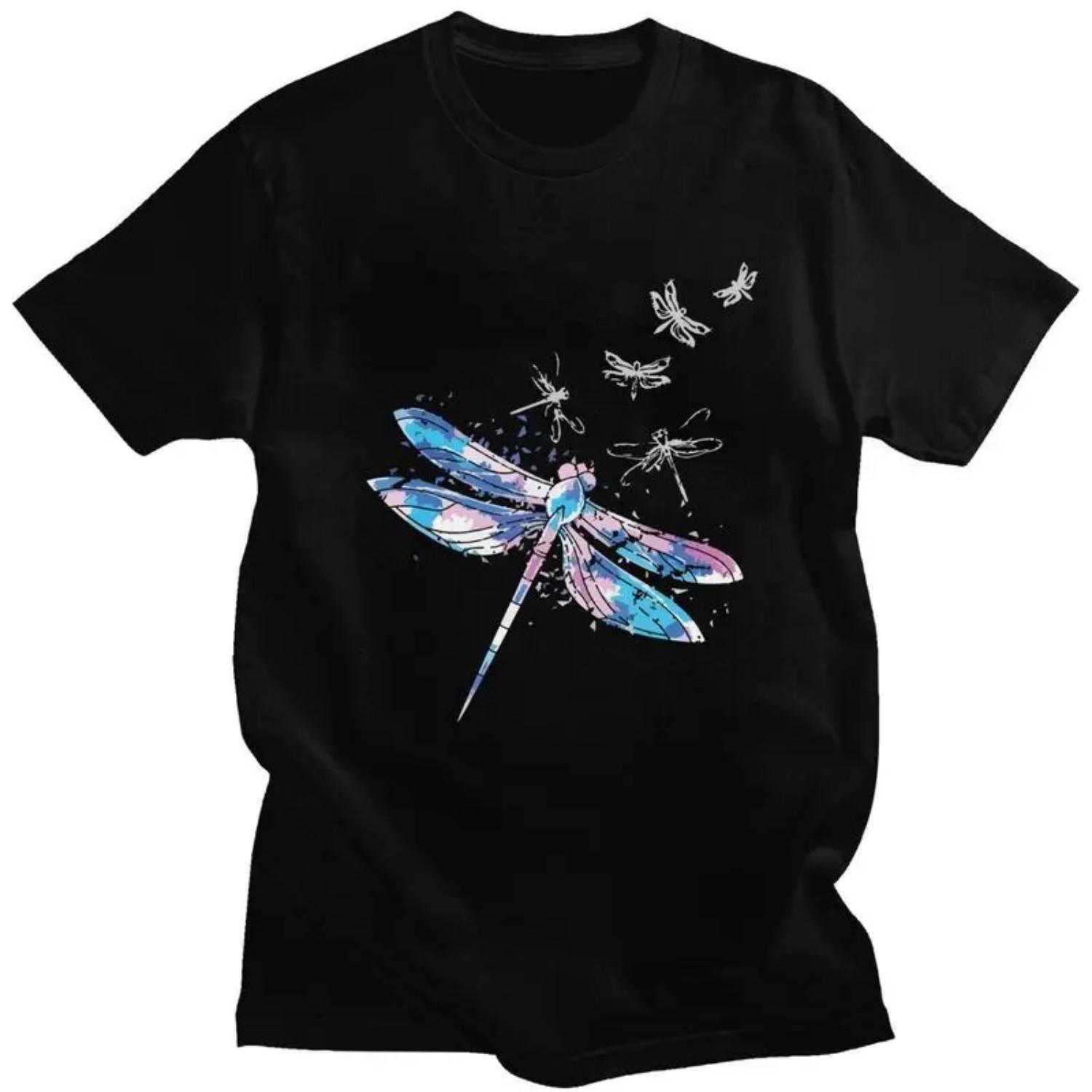 

Custom Wildlife Animal Dragonfly T Shirt for Men 100% Cotton Tshirt Leisure Tee Short Sleeves T-shirts Clothing S разноцветный