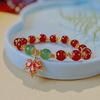 A Sparkle Cat-eye Sapphire Zircon Red Maple Leaf Minimalist Luxury Style Bracelet, A Rare Handcrafted Pendant Necklace