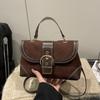 Mittelalterliche Wildleder-Handtasche Damen Herbst und Winter Neu Trendig Mode High-End Kleine Quadratische Tasche Vielseitige Umhängetasche