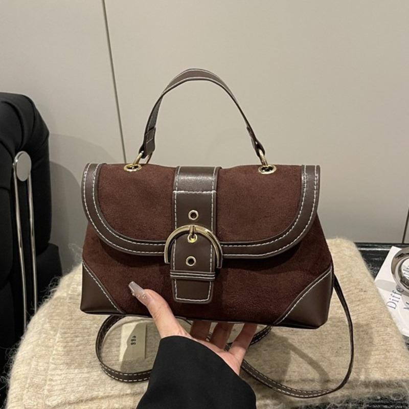 Mittelalterliche Wildleder-Handtasche Damen Herbst und Winter Neu Trendig Mode High-End Kleine Quadratische Tasche Vielseitige Umhängetasche