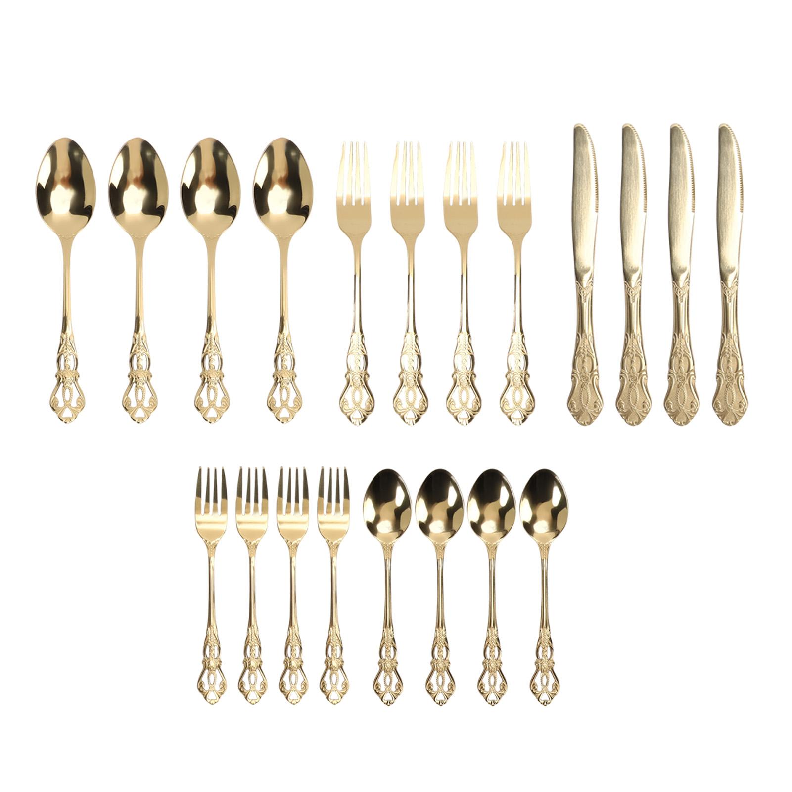 

Gorgeous Silverware Flatware Set for 4 Stainless Steel Cutlery Set Tableware Kitchen Utensil Include Spoons Forks Mirror Polished Dishwasher Safe