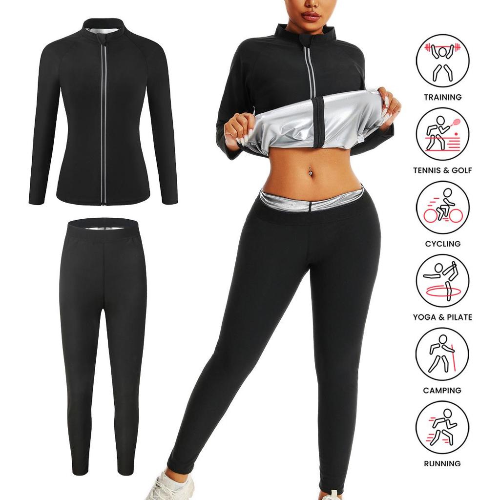 Damen Saunazug Übergröße Europäisch & Amerikanisch: Bauchkontroll-Yoga-Schweißbekleidung, Taillenformende Fitness-Bodyformer