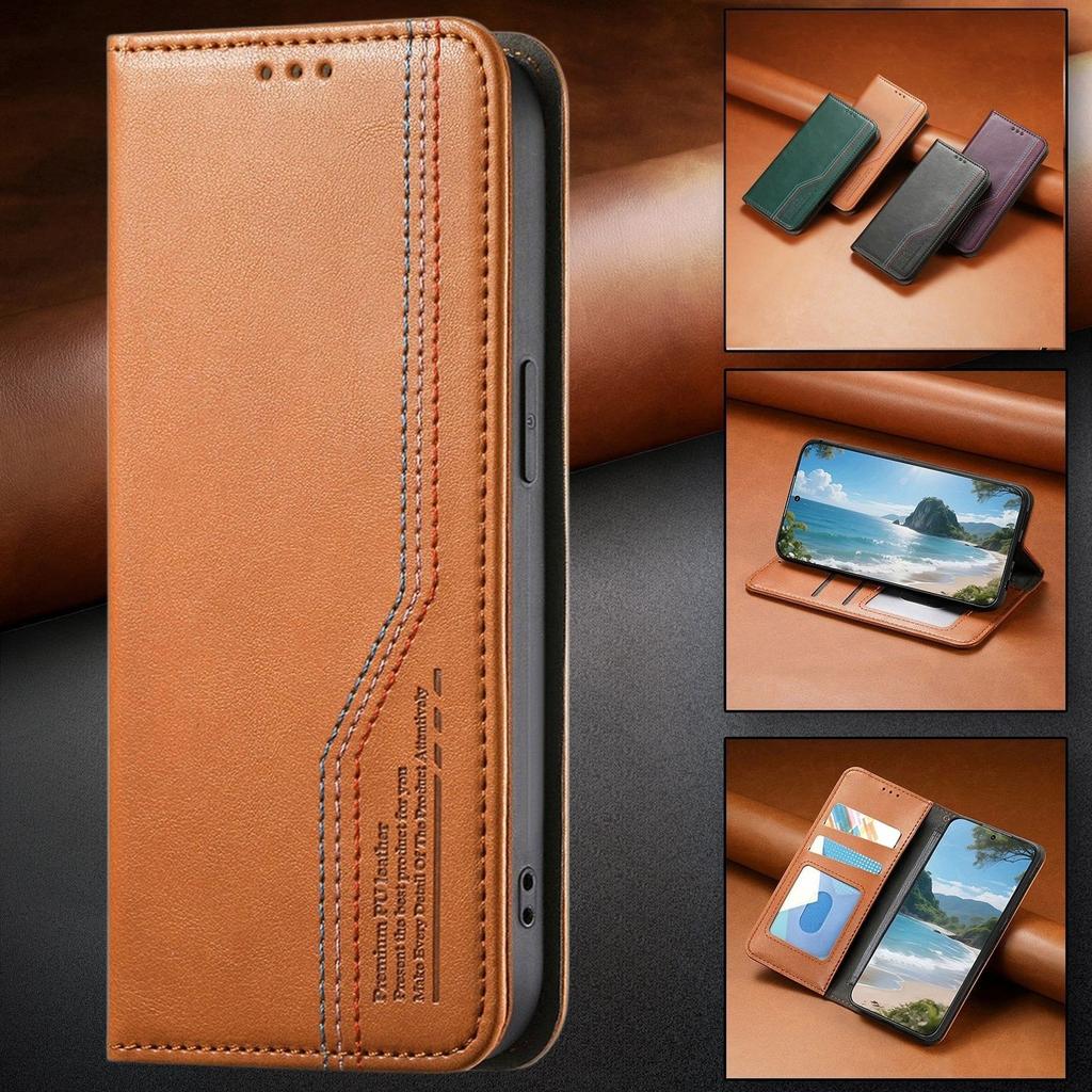 Wallet Leather Flip Case for Realme 16 15 15T 14 14X 13 12 Pro+ Lite 4G 5G, Card Holder, Magnetic Closure, Kickstand
