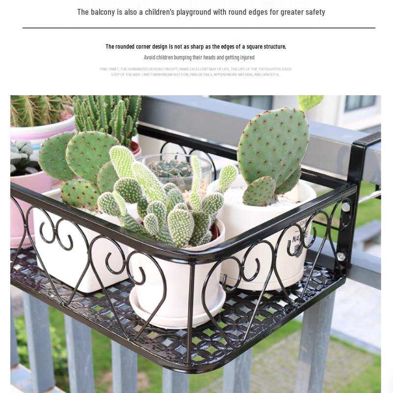 Heavy-Duty Iron Balcony Hanging Flower Shelf