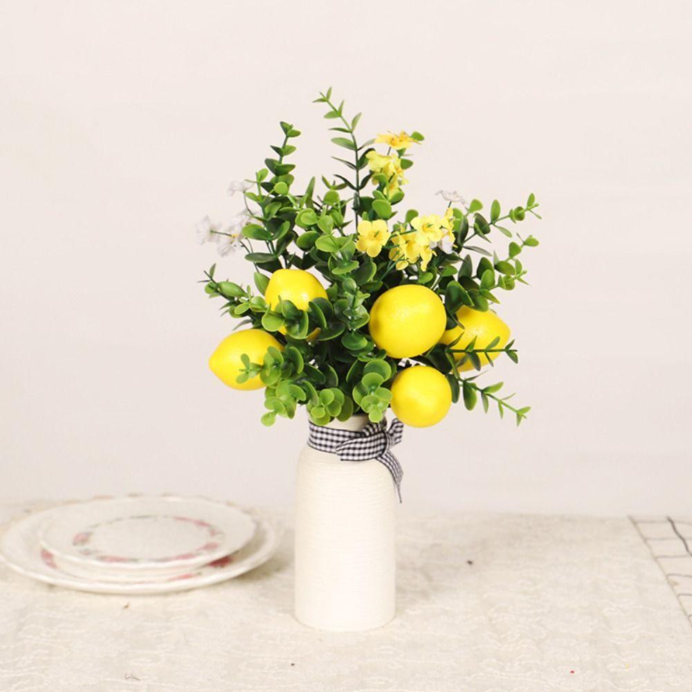 DIY Artificial Lemon Branches Handmade Fake Plants Simulation Lemon Fruit  Kitchen Table Decor