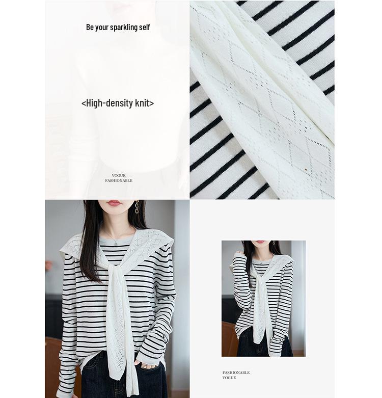 2025 Early Autumn Loose Striped Long Sleeve Wool Knitwear: Stylish Versatile Shawl