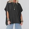 Women's Solid Color Knitted Oversized Pullover Round Neck Sleeve T-shirt