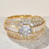Luxurious and Sparkling Circular Zircon Inlaid Ring, An Anniversary Gift for Wife, Exquisite Jewelry Size 6-10