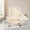 Hair Weaving Rack with Wheels Wooden Extension Stand Pegs Mobile