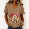 Women's Fashion Casual Letter Print V-Neck Short Sleeve Pullover Top