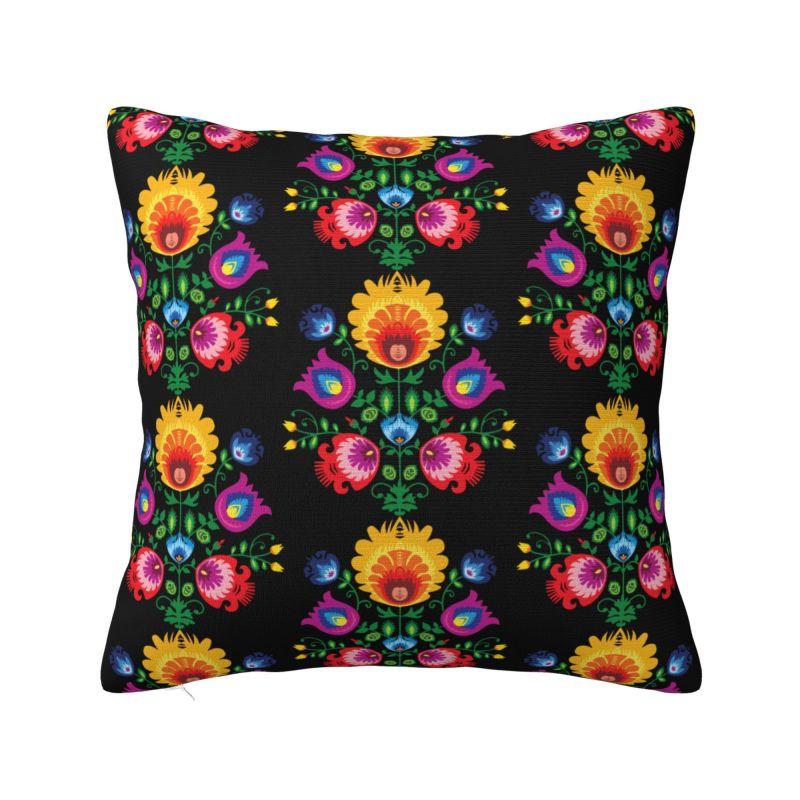 Poland Folk Floral Throw Pillow Case cm Decorative Polish Floral Art Cushion Cover Soft Polyester Pillowcase