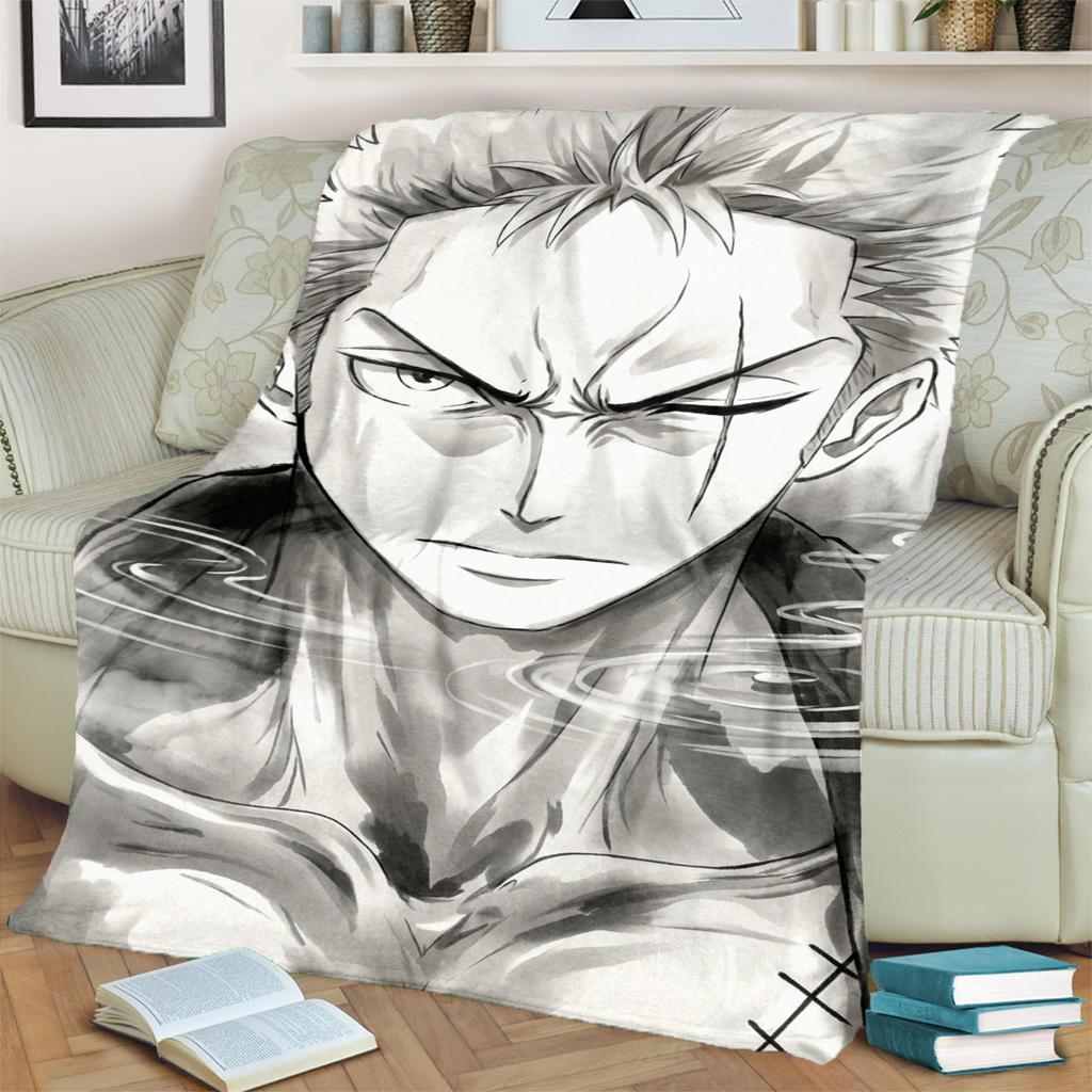 "ONE PIECE" Flannel Blanket Comfortable Warm Print for Bedrooms, Sofas, Beds, Chairs, Picnics, Travel