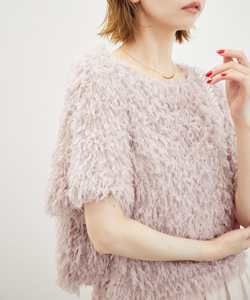 ROPE PICNIC Emur Fringe Half Sleeve Beige 38 Top/2-Way (28)