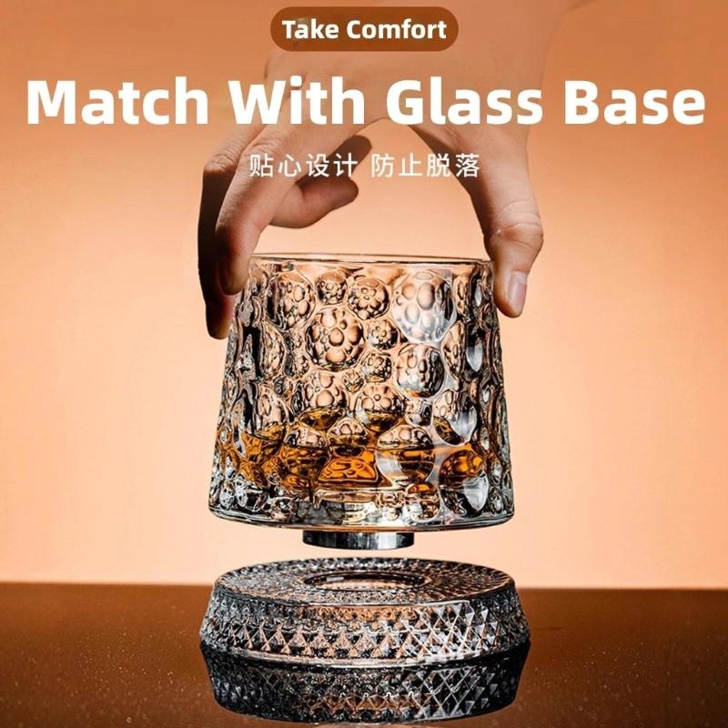 Premium Clear Whiskeys Glass with Rotating Base for Stress Reduction Crystal Cocktail WIne Glass Elegant Glassware Gift