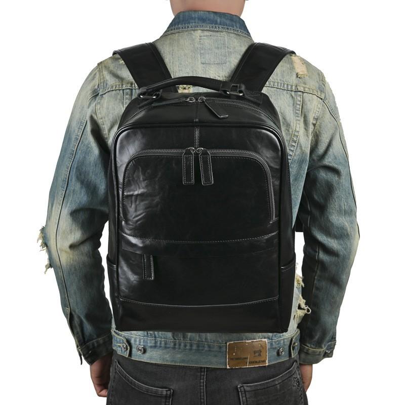 Europäisch-Amerikanischer Retro Herren Freizeit Rucksack Aus Echtem Leder Große Kapazität Multifunktional Outdoor Reise Herren