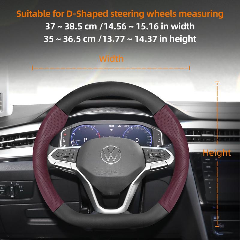Suitable for Volkswagen Breathable Leather Matte Carbon Fiber Texture Steering Wheel Cover Suitable for Polo Golf 5 6 7 Gol Cc Passat B6 B8 Jetta