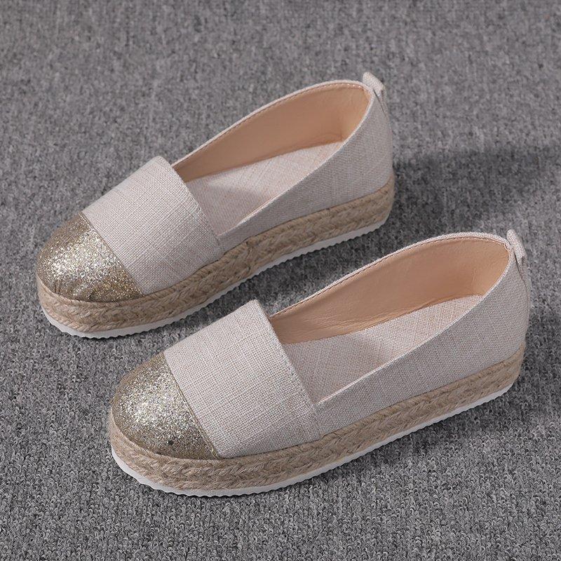 2024 New Autumn Women's Casual Flat Shoes Patchwork Moccasins Loafers Espadrilles White/Black Plus Size 34-43 WFS306