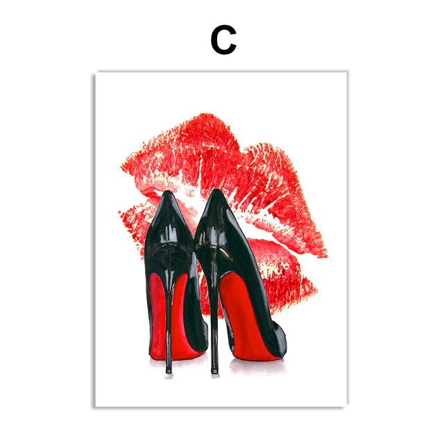 

Мода Холст Wall Art Красные Губы Картина Парижская Башня Принты и Плакаты для Спальни Девушка Украшения Дома Без Рамки 21*30cm No Frame