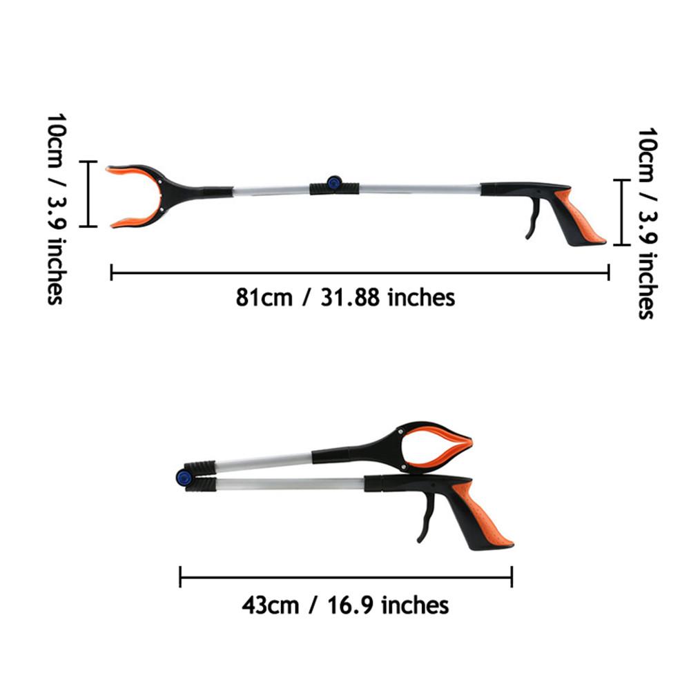32inch Foldable Long Trash Clamps Grab Pick Up Tool Folding Garbage Clip Curved Handle Design Portable Trash Pickup Grabber Tool