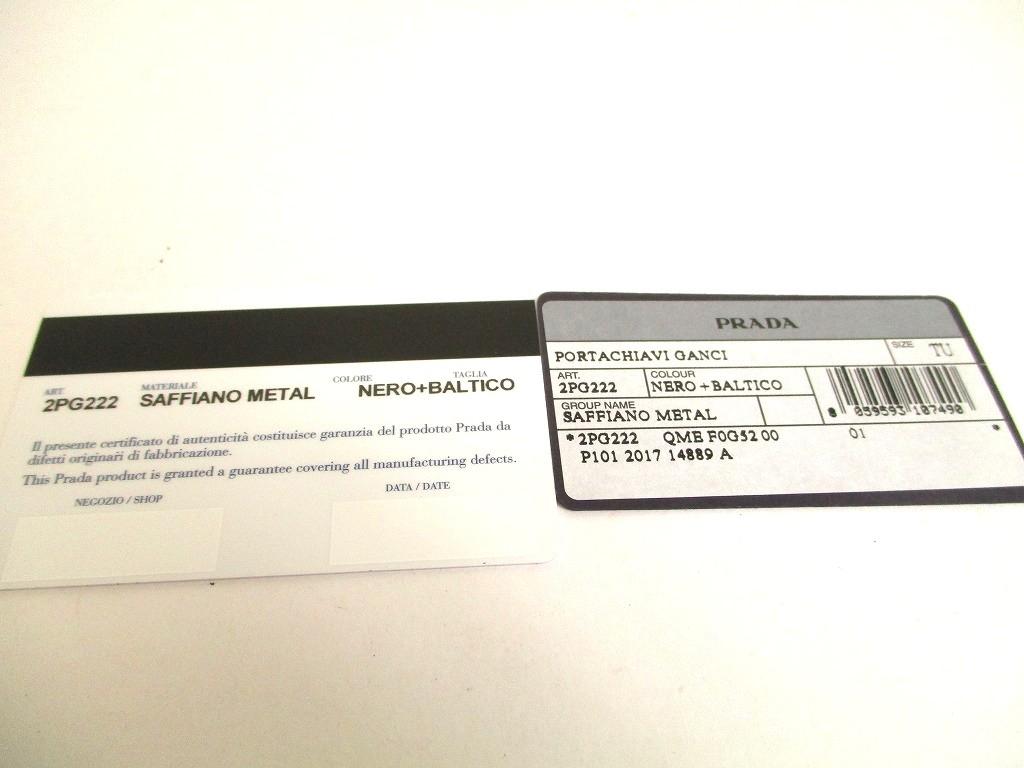 Authentic PRADA Black Saffiano Metal Leather 6 Pics Key Chain #b060  Open box