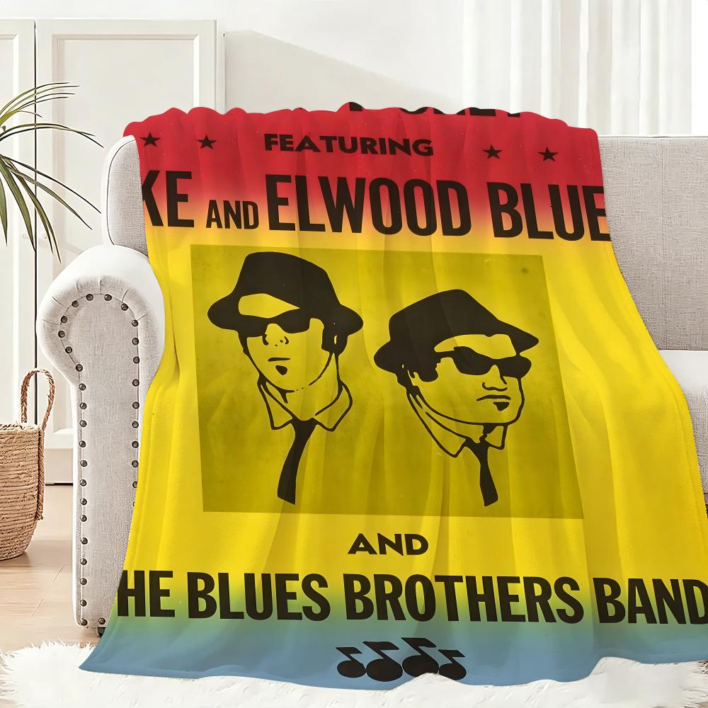 1980s Classic Retro Movie The Blues Brothers Throw Lightweight 240g Flannel Blanket Soft Skin-friendly for Summer Cooling 75x90cm