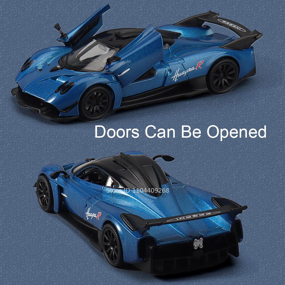 1:32 Pagani Huayra R 911 GT3 Car Model Toy Metal Body Rubber Tires Supercar Models Pull Back Sound Light Kids Collectibles Gifts
