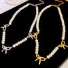 Premium bow pearl necklace summer new light luxury niche collarbone chain summer explosion neck chain accessories women