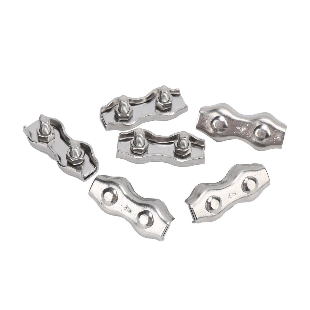 6pcs Duplex Wire Rope Clip Cable Clamps Stainless Steel Duplex 2‑Post Cable Clamp for Wire RopeM4