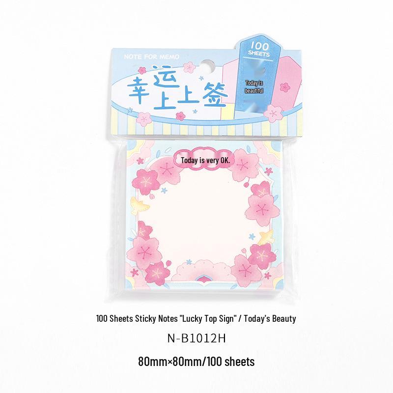 Hand-Painted Japanese Cherry Blossom & Four-Leaf Clover Sticky Notes for DIY Journals