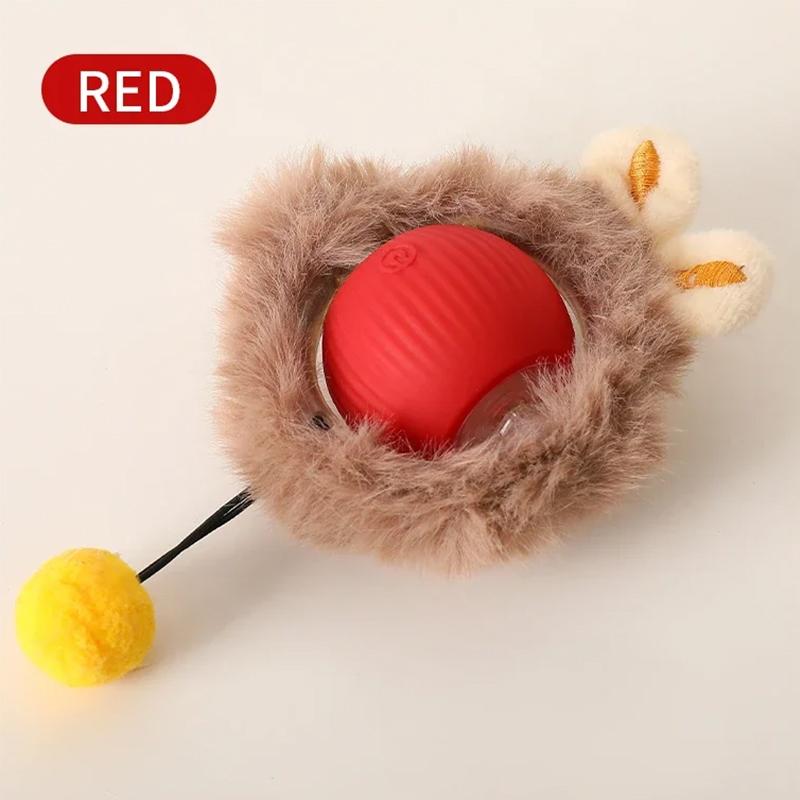Cat Interactive Electric Toy Automatic Rolling Ball with Faux Tail - Rechargeable Smart Pet Training Toy for Dog & Cat to Imitat