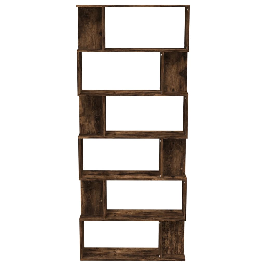 Bookshelf Room Divider Smoked Oak 80 x 24 x 192 cm Engineered Wood