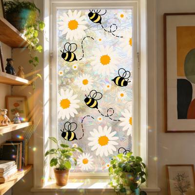 Fönsterdekal Läkningskälla FönsterScen Dra av Klistra Statisk Sekretessfilm Blomma Bi Mönster Hem Dörr Spegel Dekal