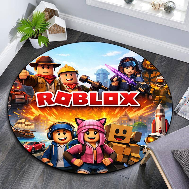 Roblox,Round Area Rug,Carpet Rug for Living Room Bedroom Sofa Playroom Decor,Non-slip Floor Mat