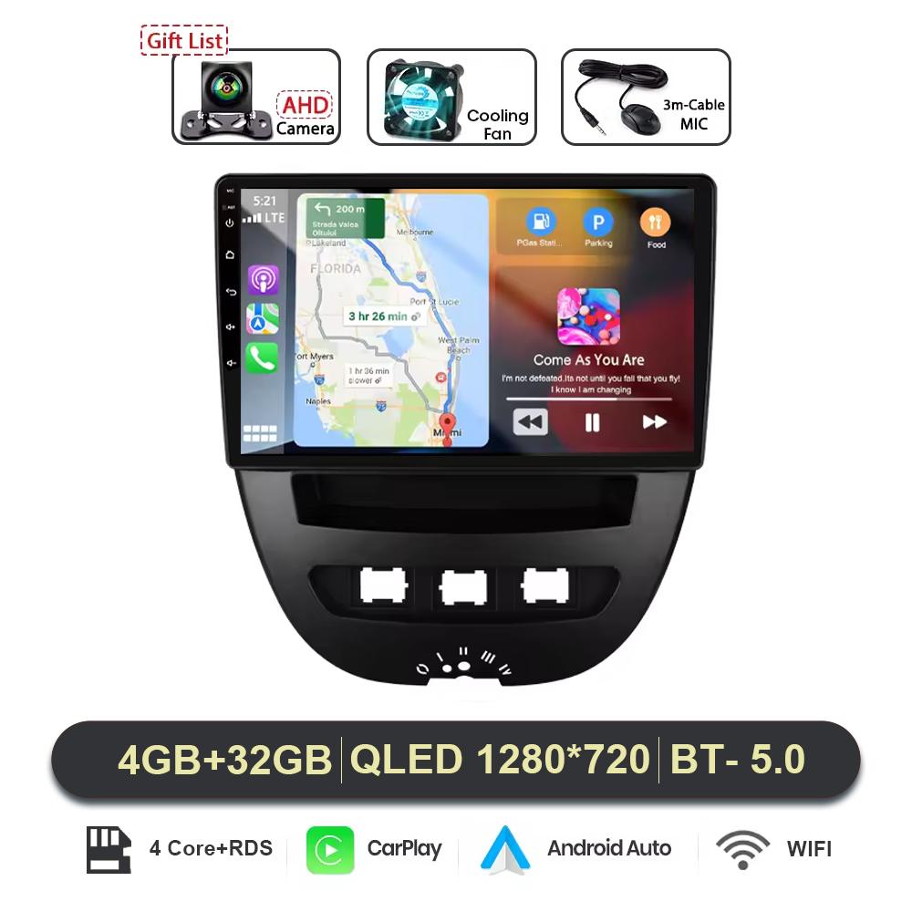 

Car Radio Android 15 For Peugeot 107 Toyota Aygo Citroen C1 2005-2014 GPS Carplay Multimedia Stereo Auto Audio Player Navigation
