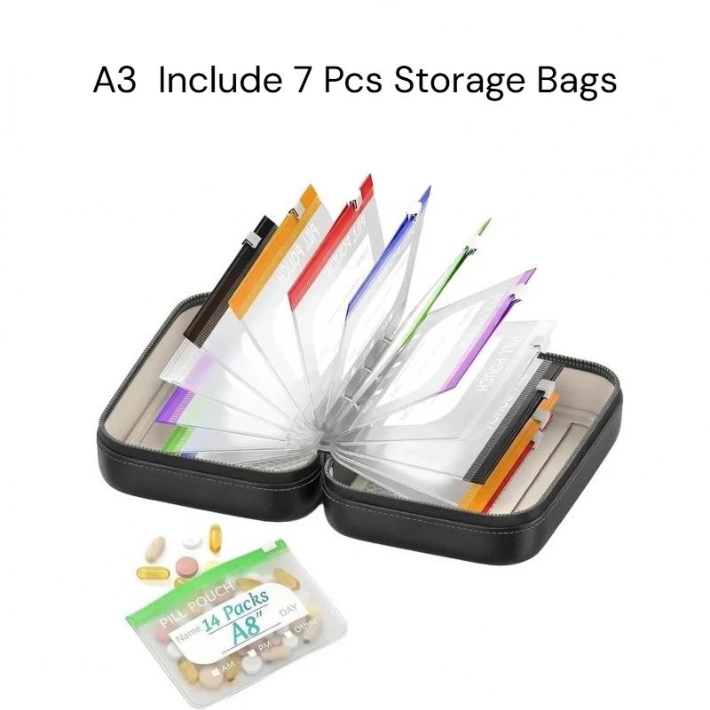 1 Set Writable Labels A8 Waterproof Pill Pouch Kit With 7/14 Color-Coded Pouches For Daily Medication Vitamins & Supplements