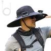 Outdoor Hat with Dual Power Supply Wide Brim Sun Hat with Built-in Solar Fan Fishing Hiking Gardening Hat