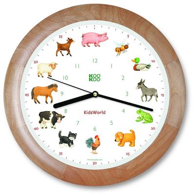 Orologio da Parete KOOKOO Kids World Colore Grano Legno con Voci di Animali 12 Diversi Animali da Fattoria Dicono l'Ora Orologio da Parete Carino Orologio da Parete Perfetto per le Stanze